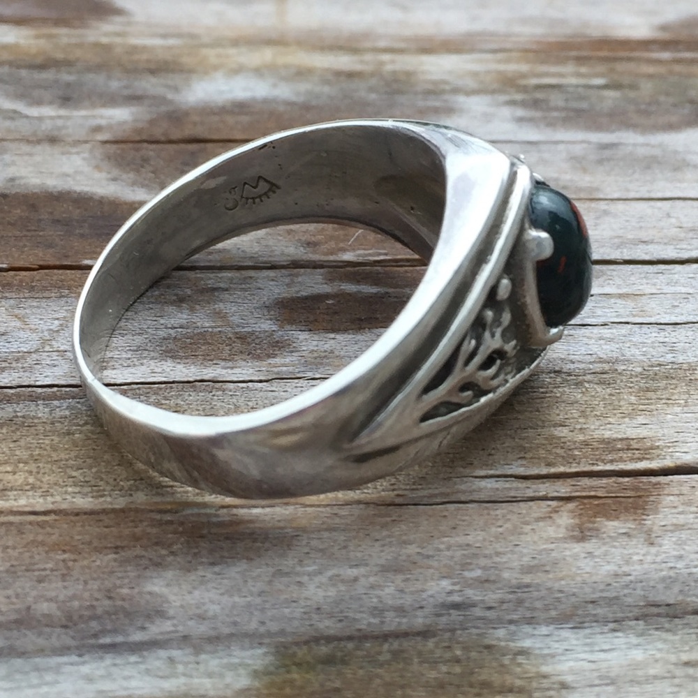 Tree of life Ring .925 Sterling Silver w/ genuine Bloodstone gem USA - Picture 7 of 10